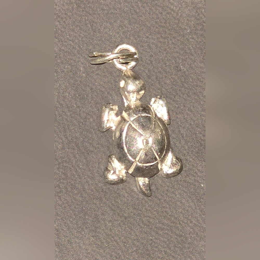 Vintage Sterling Silver 925 Turtle Charm Pendant Bracelet Necklace
